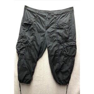 Normakamali Women’s Cargo Capri Pants 14 Black Drawstring Outdoor Travel Y2K
